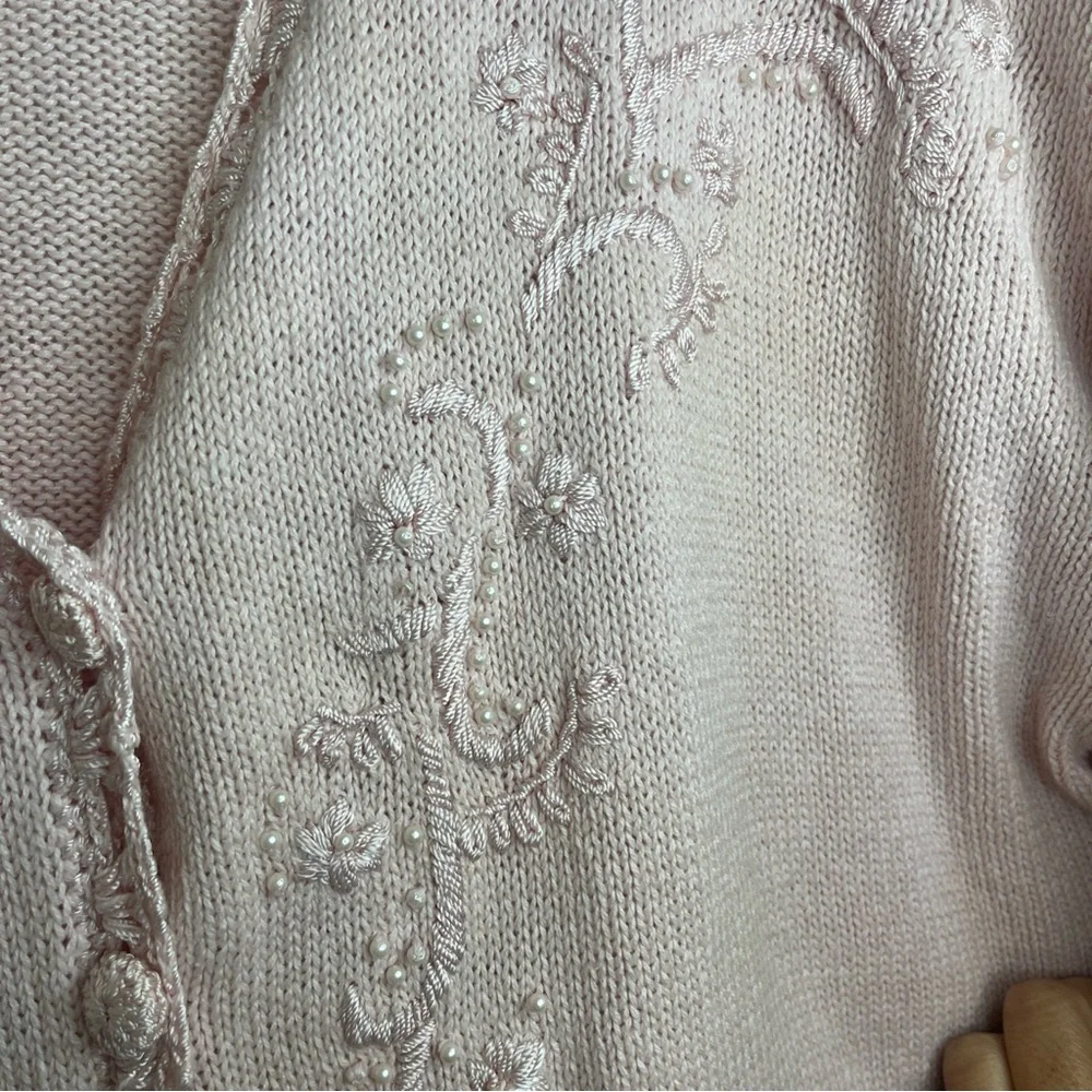 Venezia Light Pink Women's Cardigan Large Embroidered Detail Long Sleeve - Picture 4 of 15
